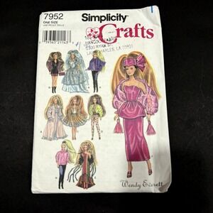 Vtg Simplicity 7952 Craft Sewing Pattern 11.5" Fashion Doll Clothes Uncut Dress